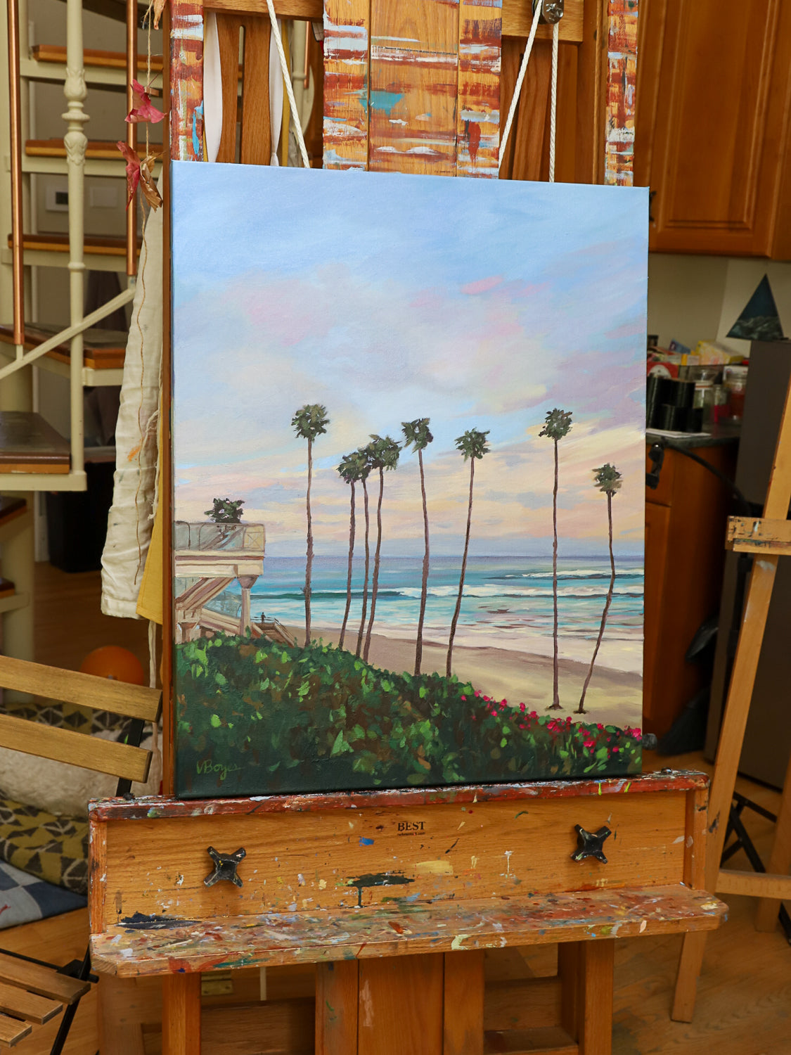 Pastel San Clemente Sunset – Original Oil Painting by Val Boyes