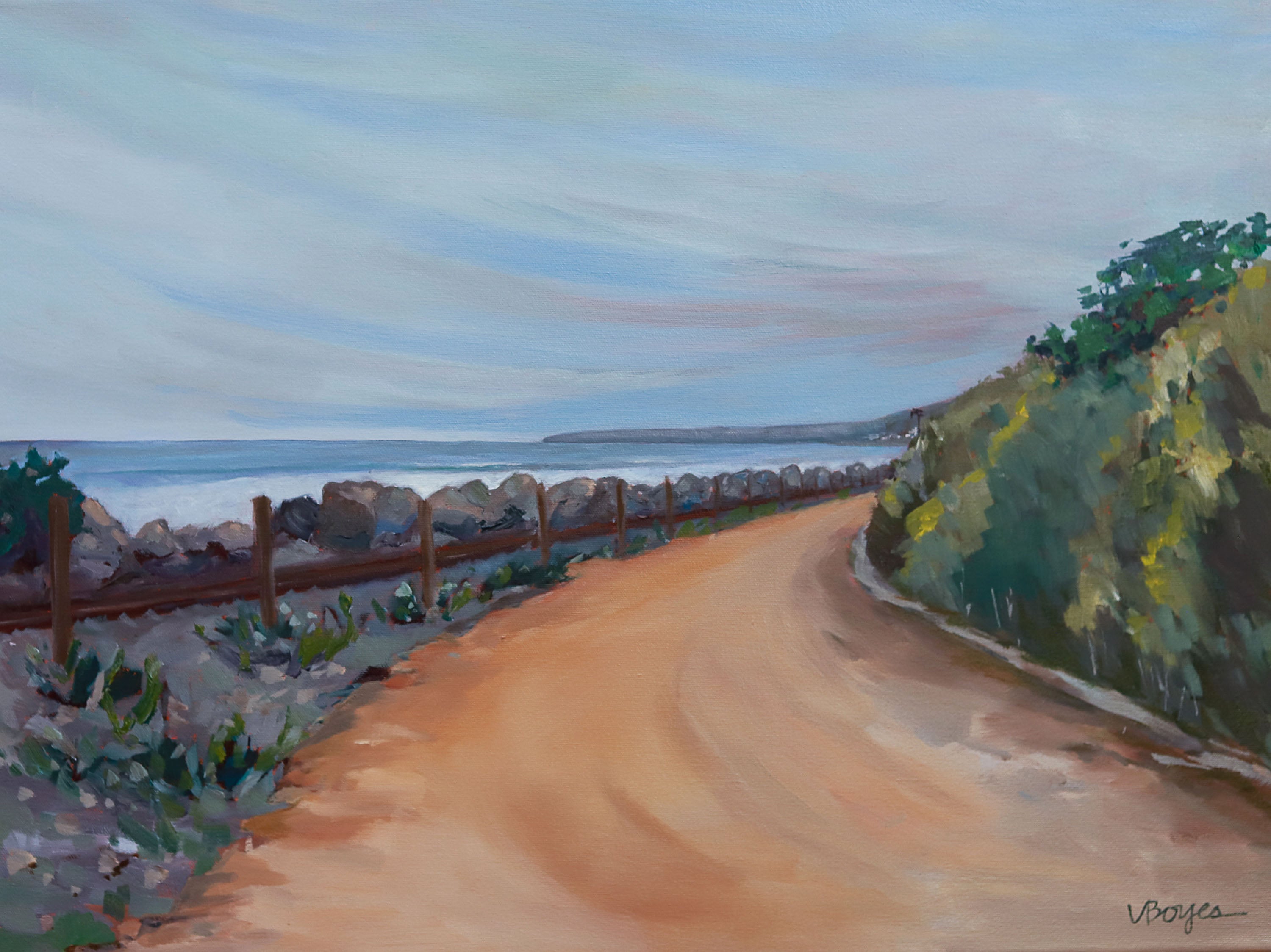 Morning Beach Trail-Original Oil Painting by Val Boyes